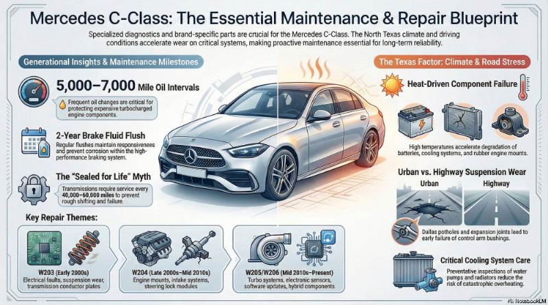 Dallas &Plano의 전문 Mercedes C-Class 수리 – 신뢰할 수 있는 서비스 및 순정 부품 